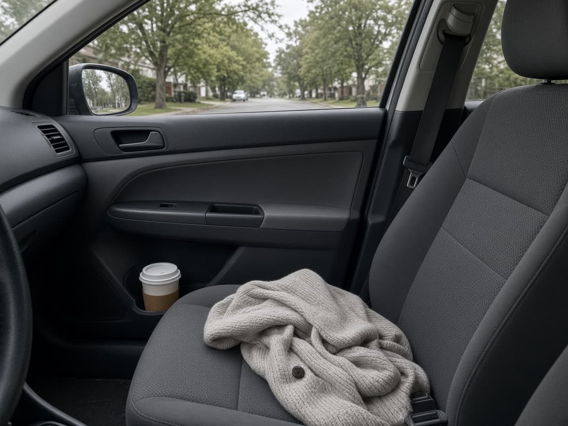 A cardigan left on an empty passenger seat